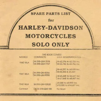 1940-1942 WLA Solo Parts Catalog – Motorcycle Manual Download