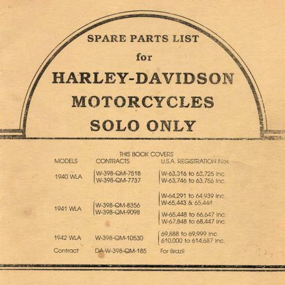 1940-1942 WLA Solo Parts Catalog
